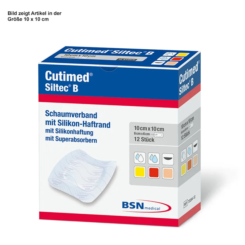 Cutimed Siltec B Schaumverband, 7,5 x 7,5 cm, steril (12 Stck.)