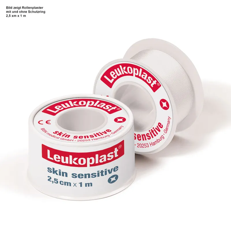 Leukoplast Skin Sensitive Rollenpflaster, im Schutzring, 2,6 m x 1,25 cm, weiß