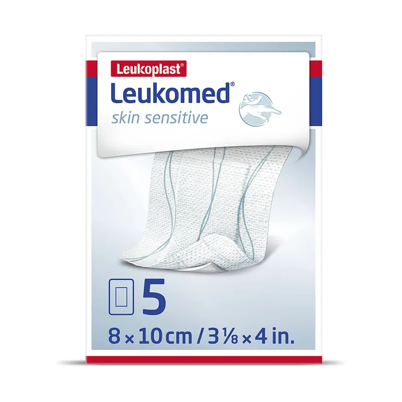 Leukomed skin sensitive steril, Vlies-Wundverband 8 cm x 10 cm (5 Stck.)