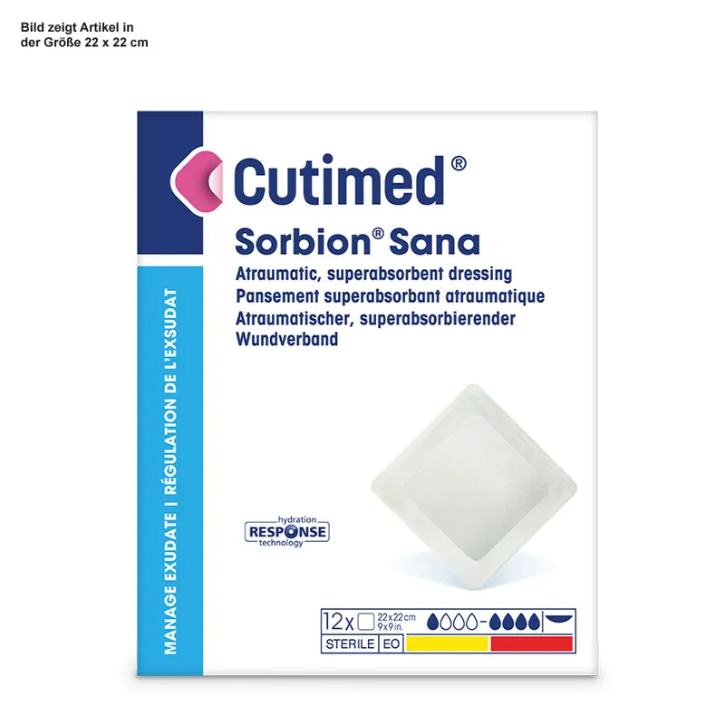 Cutimed Sorbion Sana Wundauflagen, 8,5 x 8,5 cm steril (12 Stck.)