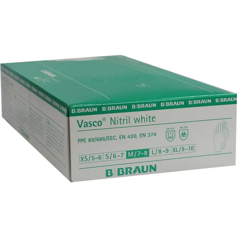 Vasco Nitril white U.-Handschuhe, PF, Gr. M, unsteril (100 Stck.)