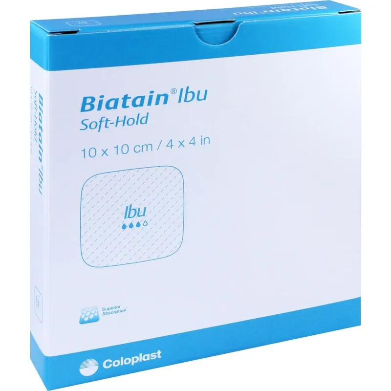 Biatain-Ibu Schaumverband, mit 0,5mg/cm², Ibuprofen, steril, 10 x 10 cm (5 Stck.)