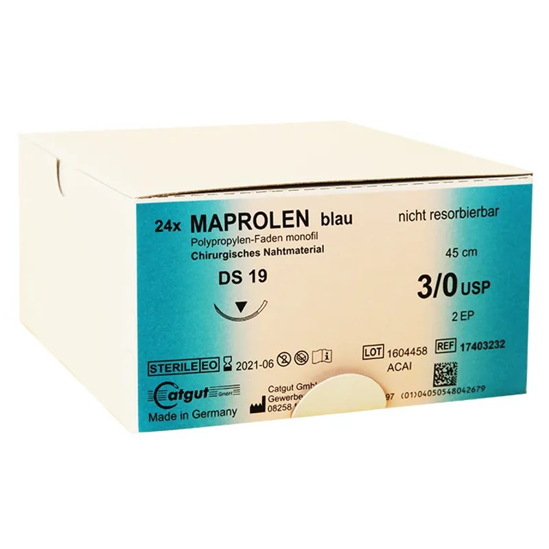 MAPROLEN DS 19 3/0=2, monofil, blau, Nahtmaterial Fadenlänge 45 cm (24Stck.)