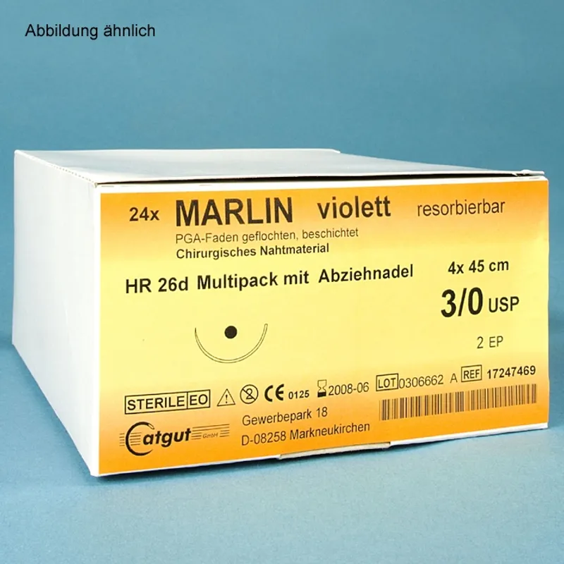 MARLIN HR 17 5/0=1, violett, Nahtmaterial Fadenlänge 70 cm (24 Stck.)