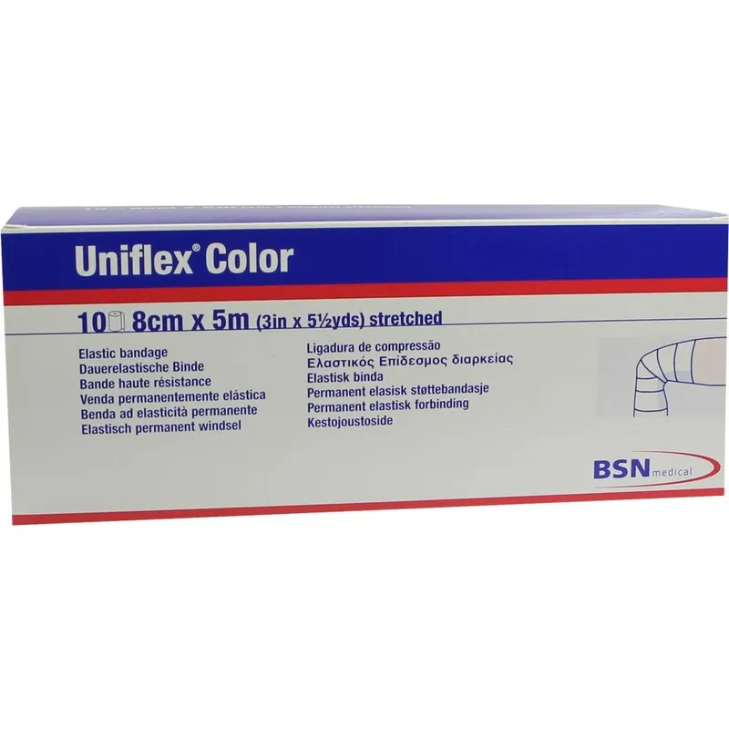 Uniflex color Universalbinde, 5 m x 8 cm, rot