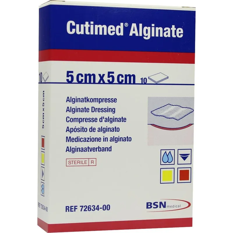 Cutimed Alginate Kompressen, 5 x 5 cm, steril (10 Stck.)