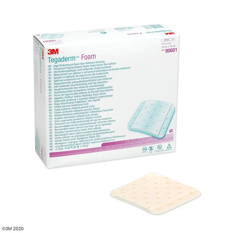 3M Tegaderm Foam Schaumverband, nicht klebend, 10 x 10 cm (10 Stck.)