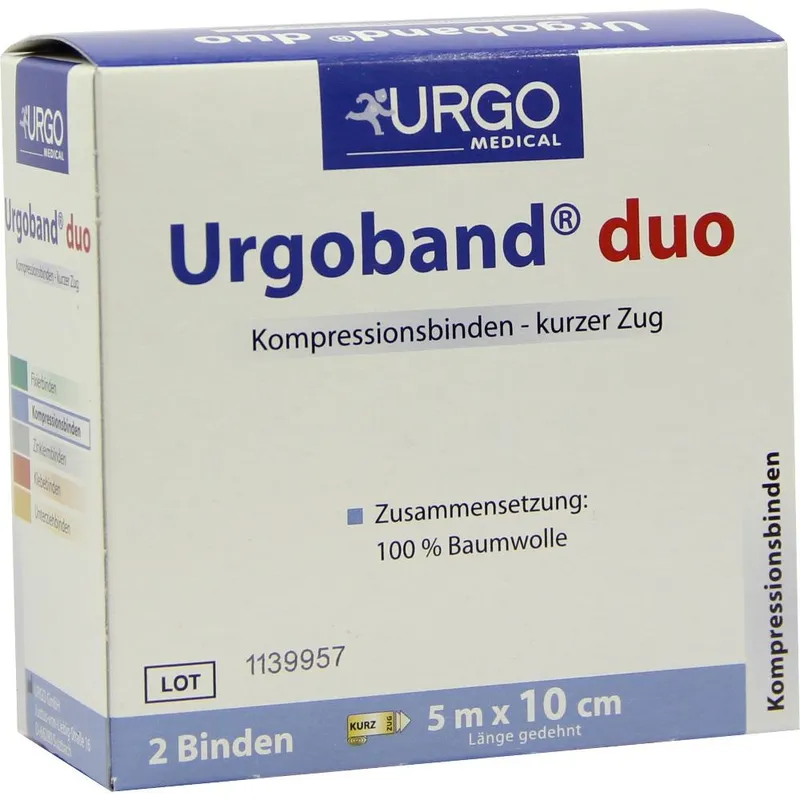 Urgoband Duo Kurzzugbinden, hautfarben, 5 m x 10 cm (2 Stck.)