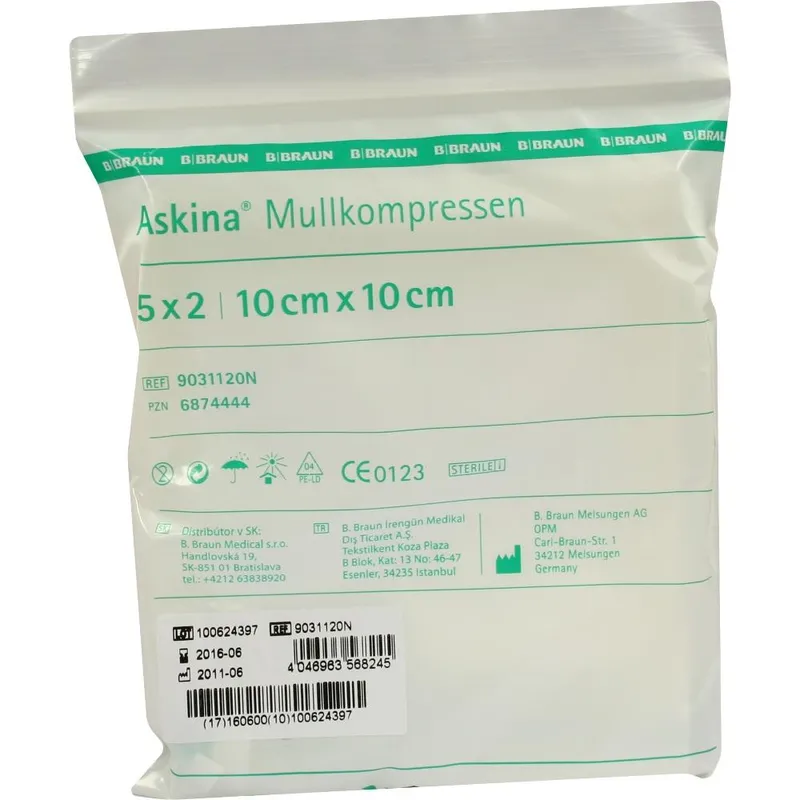 Askina Mullkompressen 8-fach steril, 10 x 10 cm (5 x 2 Stck.)