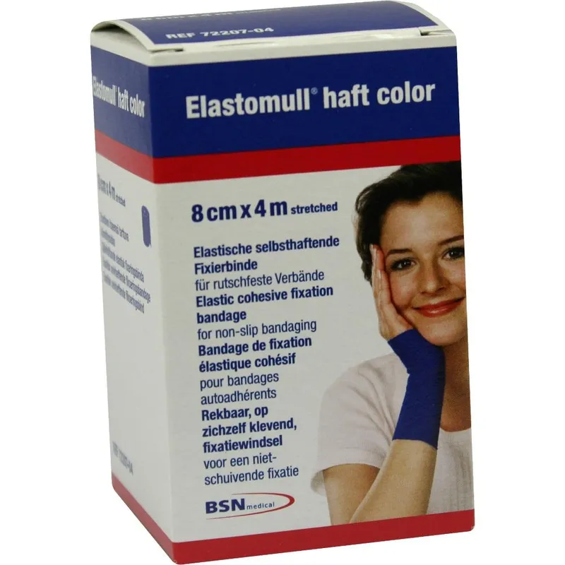 Elastomull haft color Fixierbinde, 4 m x 8 cm, blau