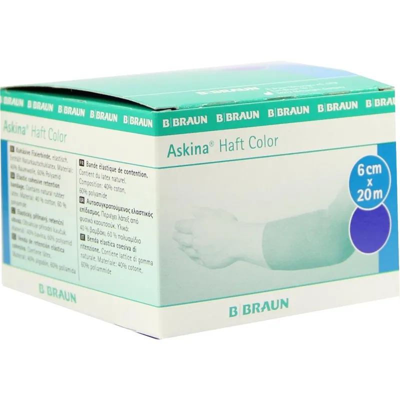 Askina Haft Color Fixierbinde blau, 20 m x 6 cm