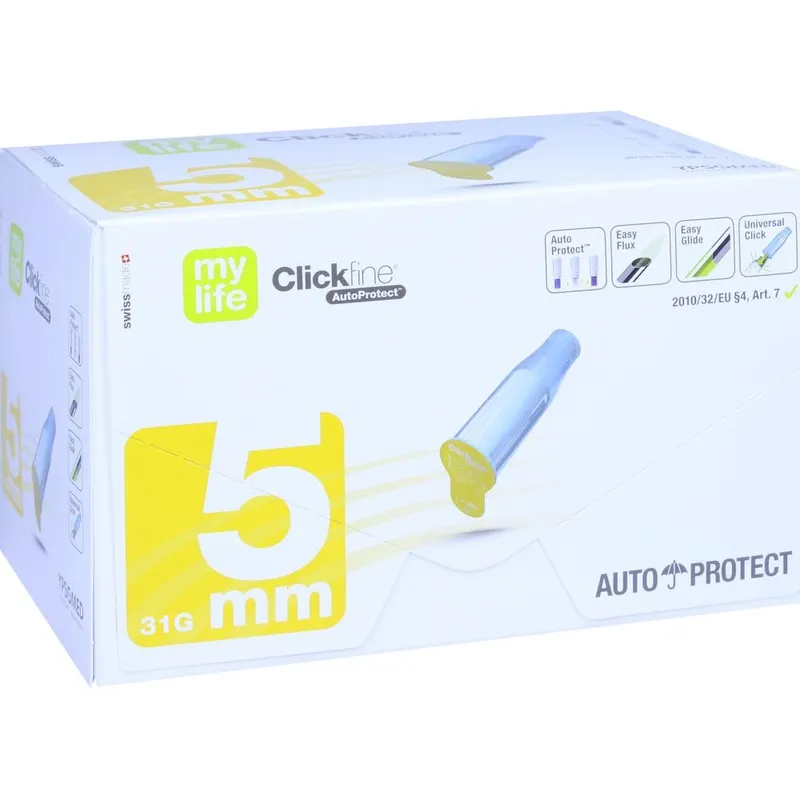 Mylife Clickfine AutoProtect 0,25 x 5 mm, Sicherheits-Pen-Nadeln (100 Stck.)