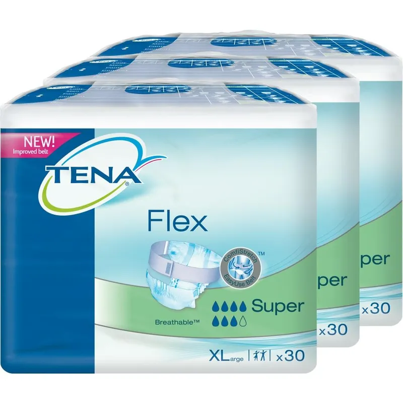 TENA Flex Super XL grün, #724980#, Inkontinenzeinlagen (3 x 30 Stck.)