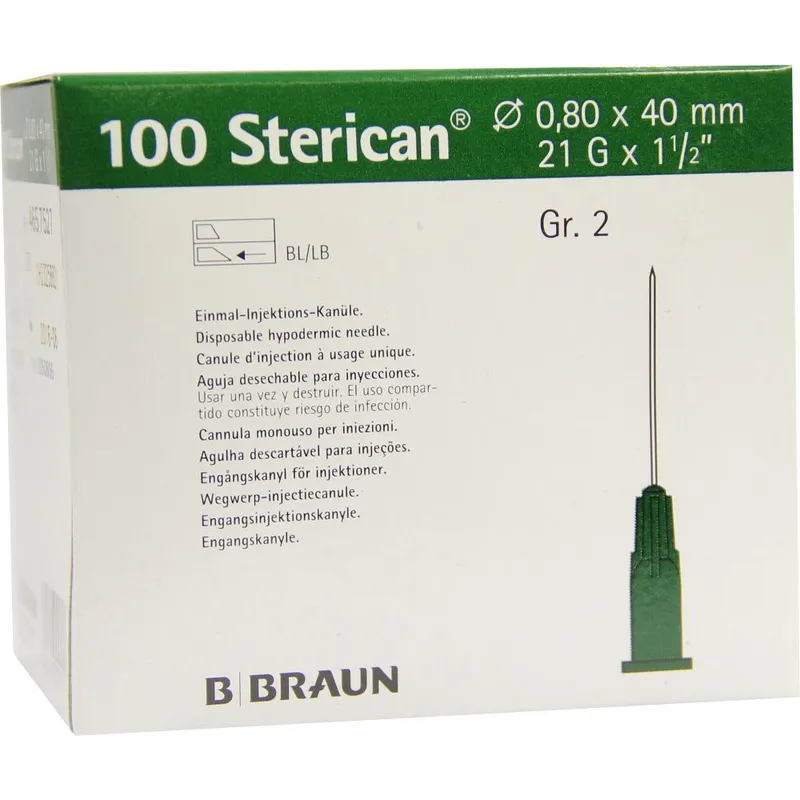 Sterican Einmal-Kanülen Nr. 2, 0,80 x 40 mm, grün (100 Stck.)