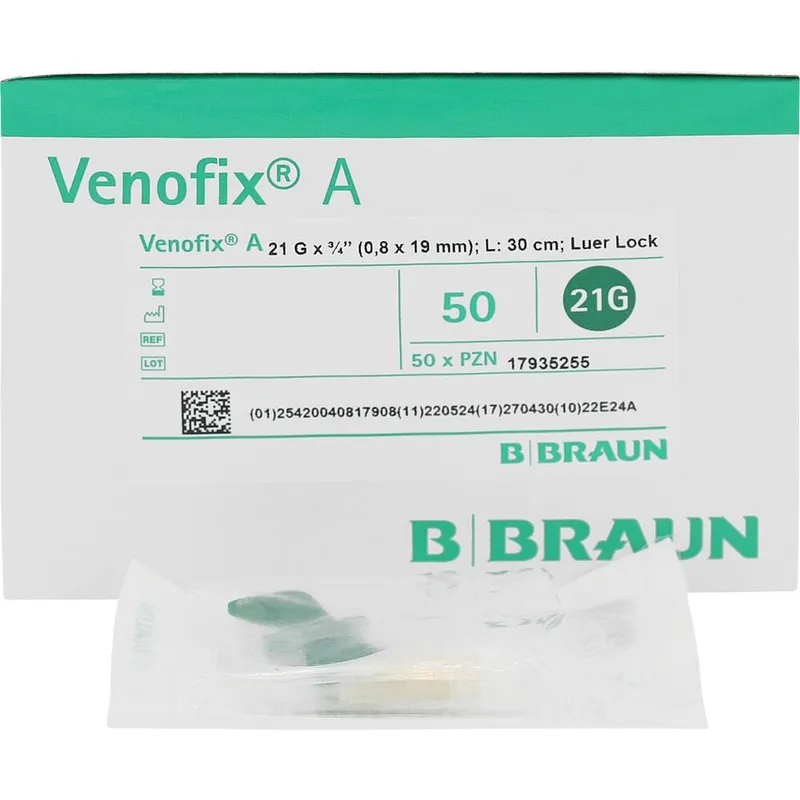 Venofix A Venenpunktionsbesteck 21G, 0,80 x 19 mm, grün, 30 cm Schlauch