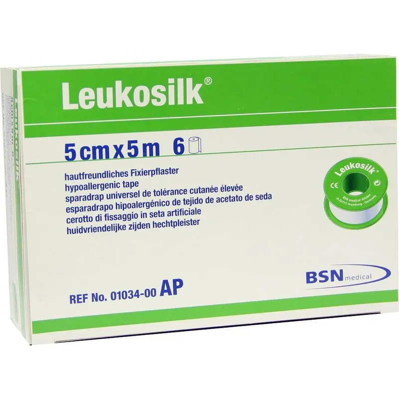 Leukosilk Rollenpflaster ohne Schutzring, 5,0 m x 5,0 cm, weiß