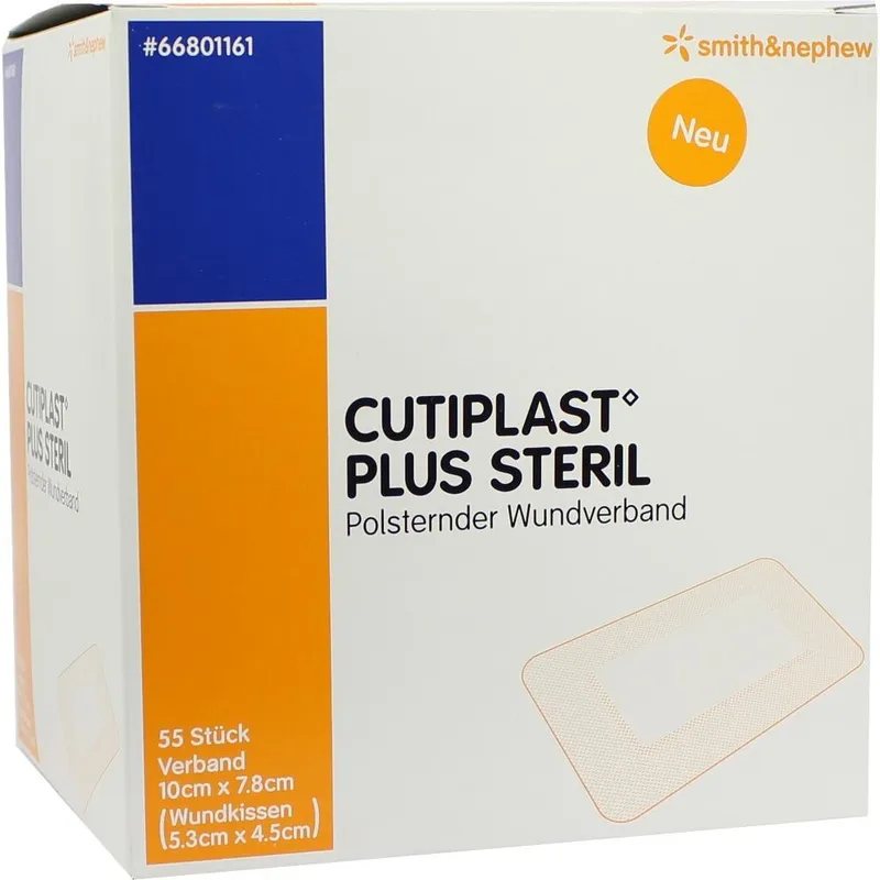 Cutiplast Plus steril, 10 x 7,8 cm, Vliesstoffverband (55 Stck.)