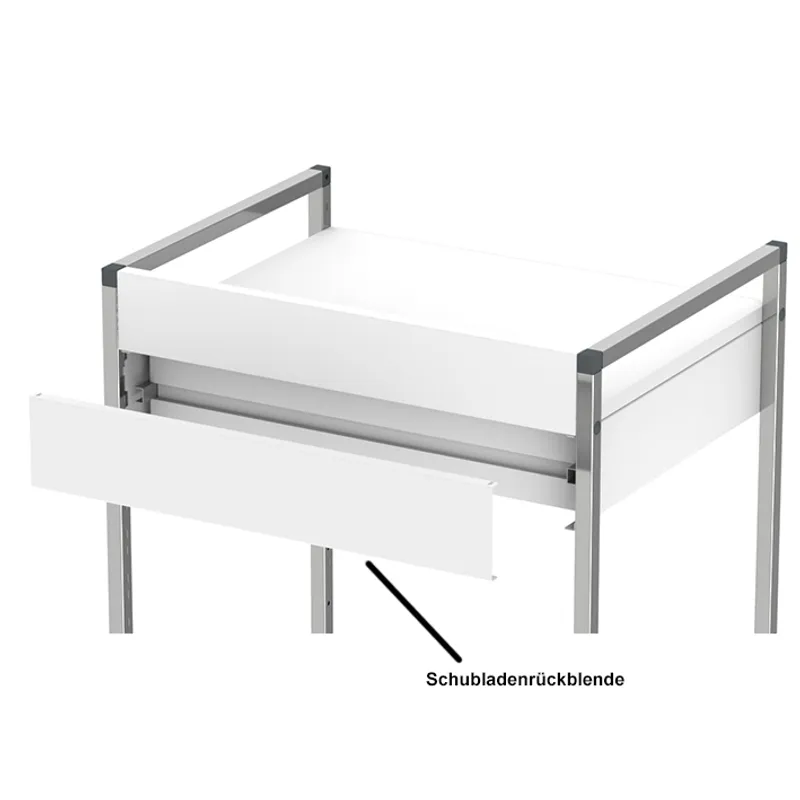 Schubladenrückblende weiß, 100 mm hoch, für Variocar 60