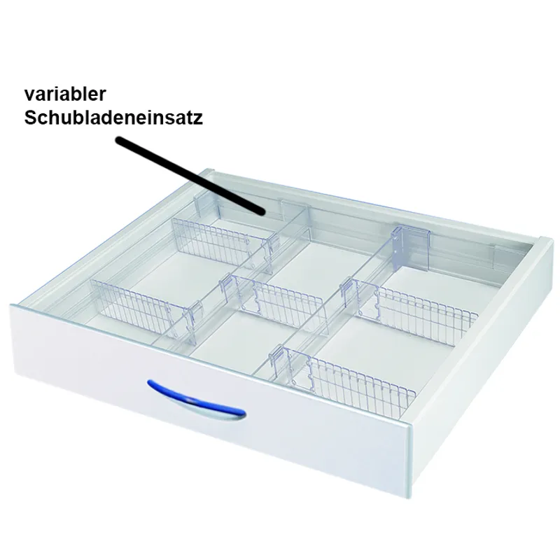 Schubladeneinsatz 60 mit variabler, Einteilung für Vielzweckwagen 08/16