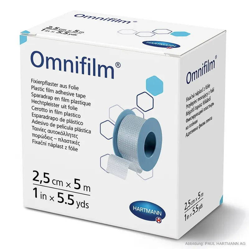 Omnifilm Fixierpflaster 5 m x 2,5 cm, mit Sprengring