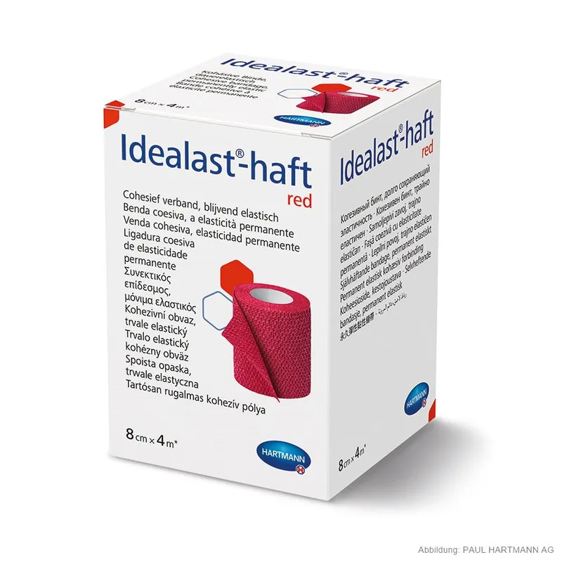 Idealast-haft Color, Idealbinde rot 4 m x 8 cm