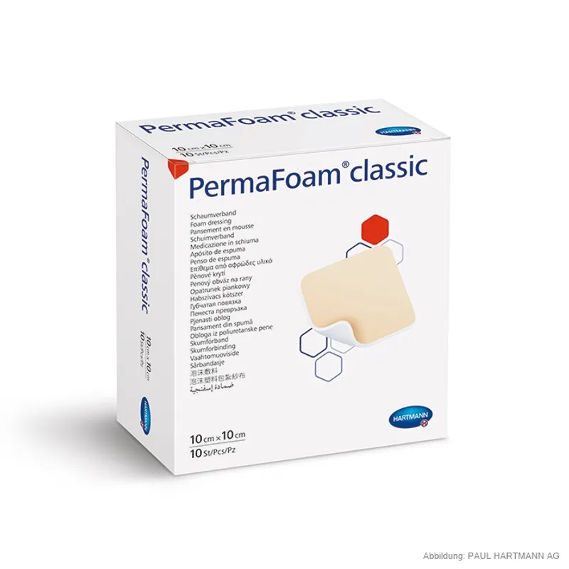 PermaFoam Classic Schaumverband, steril, 10 x 10 cm (10 Stck.)