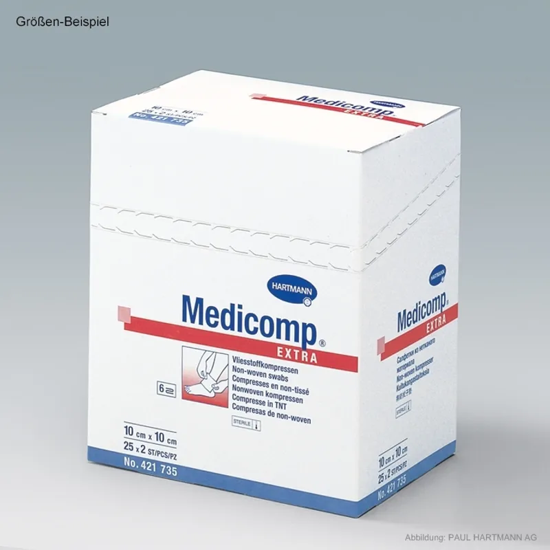 Medicomp Extra Vlieskompressen, 10 x 10 cm, steril (25 x 2 Stck.)