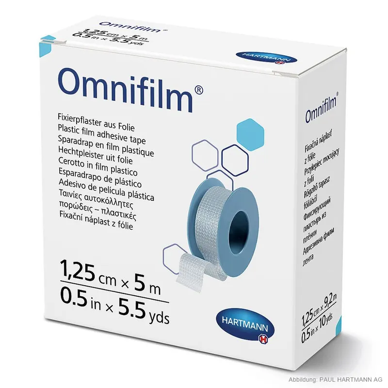 Omnifilm Fixierpflaster 5 m x 1,25 cm, mit Sprengring