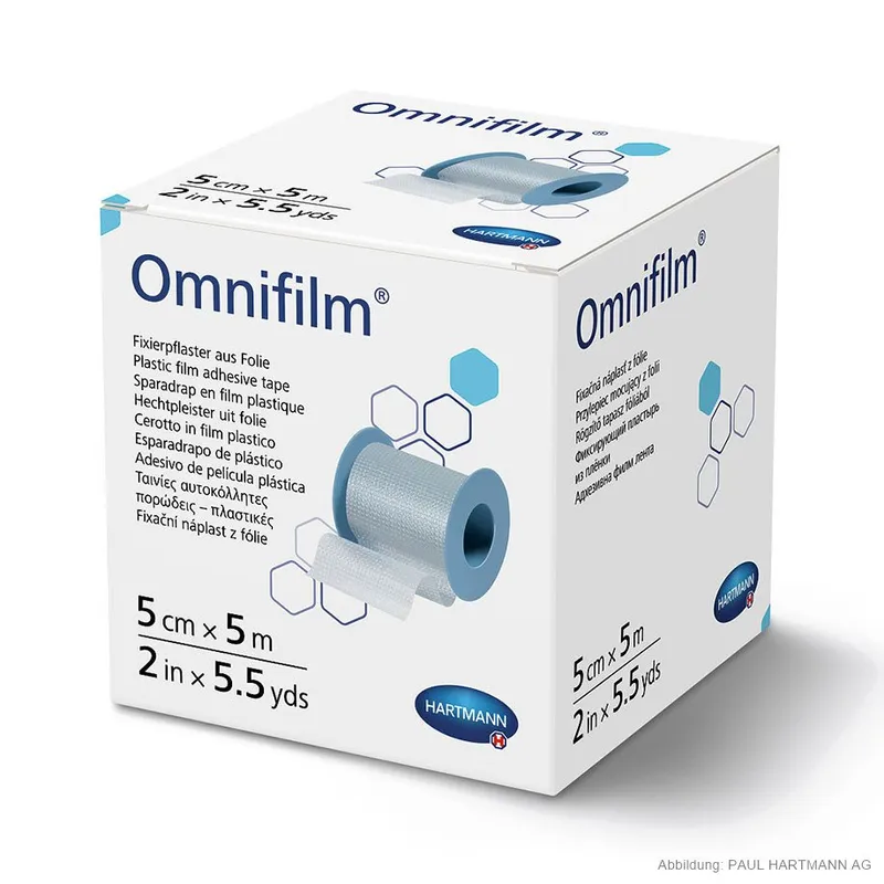 Omnifilm Fixierpflaster 5 m x 5 cm, mit Sprengring