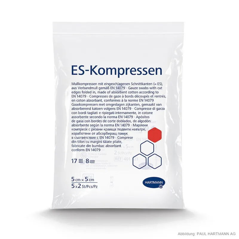 ES-Kompressen steril 8-fach, 5 x 5 cm (5 x 2 Stck.)