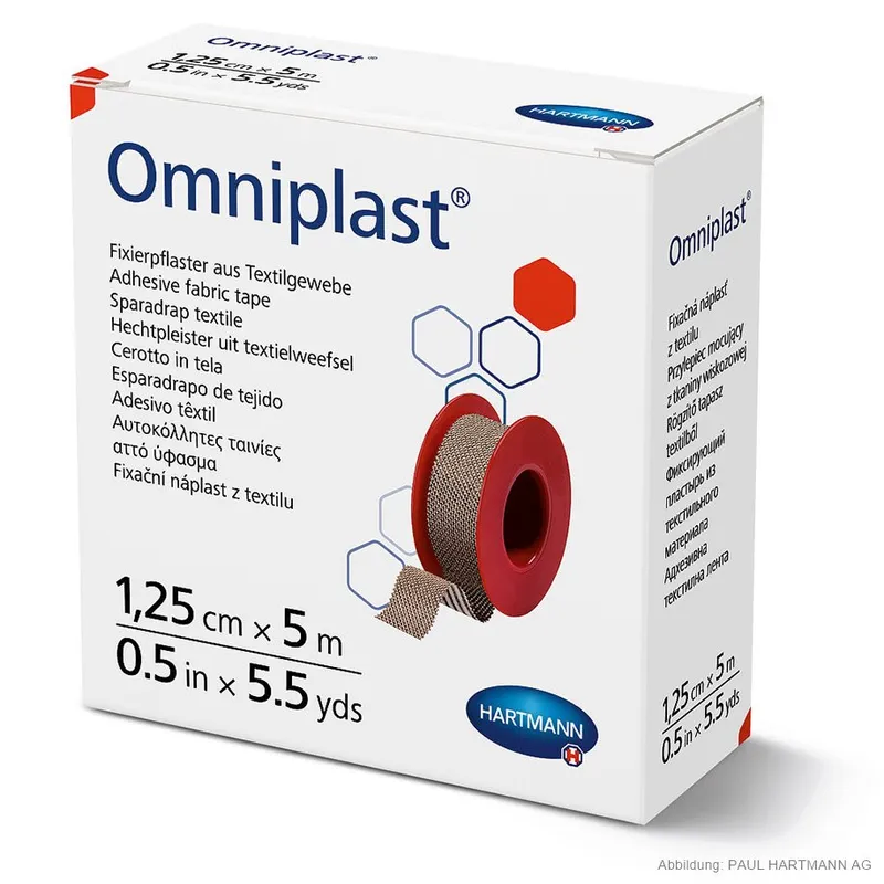 Omniplast Fixierpflaster 5 m x 1,25 cm, mit Sprengring