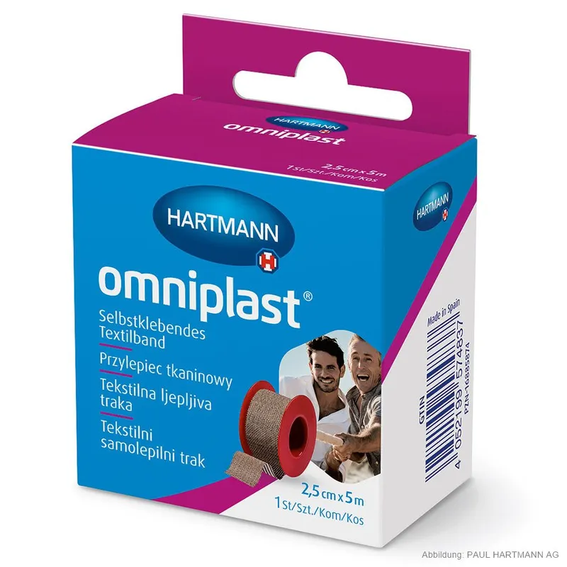 Omniplast Fixierpflaster 5 m x 2,5 cm, mit Sprengring