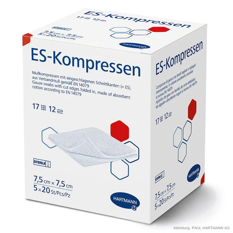 ES-Kompressen steril 12-fach, 7,5 x 7,5 cm (5 x 20 Stck.)