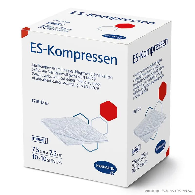 ES-Kompressen steril 12-fach, 7,5 x 7,5 cm (10 x 10 Stck.)