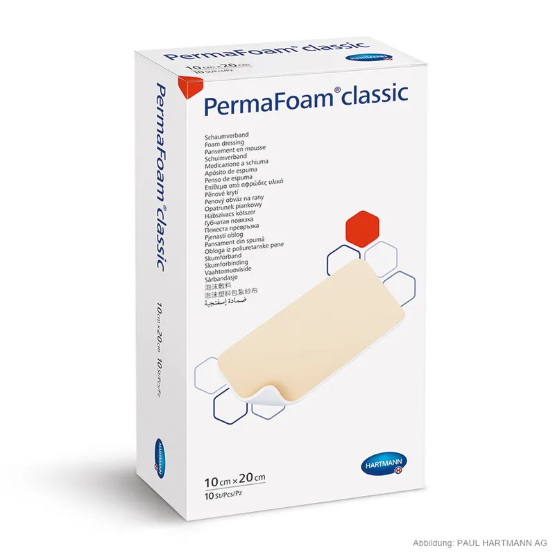 PermaFoam Classic Schaumverband, steril, 10 x 20 cm (10 Stck.)