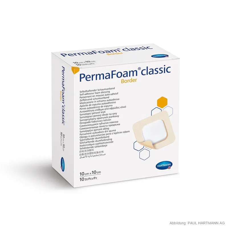 PermaFoam Classic Border, Schaumverband steril 10x10 cm (10 Stck.)