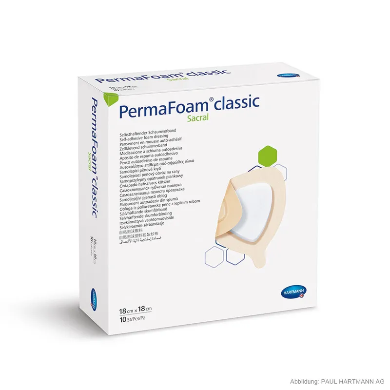 PermaFoam Classic sacral, Schaumverband steril 18x18 cm (10 Stck.)