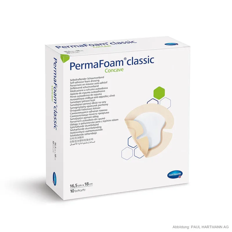 PermaFoam Classic concave, Schaumverband steril 16,5x18cm (10 Stck)