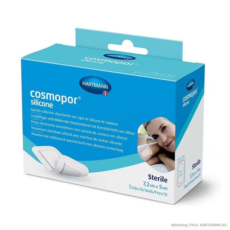 Cosmopor silicone Wundverband steril, 7,2 x 5 cm (5 Stck.)