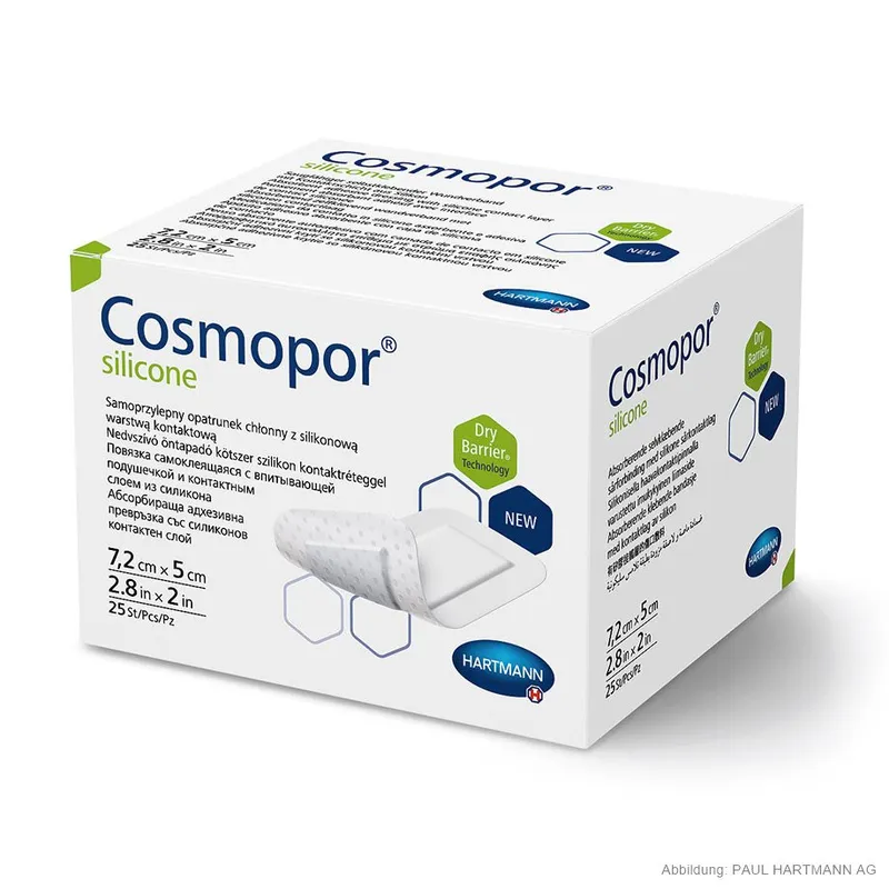 Cosmopor silicone Wundverband steril, 7,2 x 5 cm (25 Stck.)