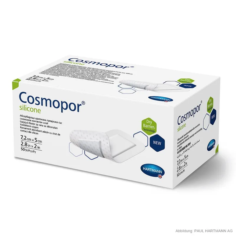 Cosmopor silicone Wundverband steril, 7,2 x 5 cm (50 Stck.)