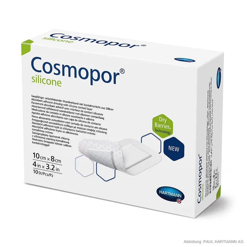 Cosmopor silicone Wundverband steril, 10 x 8 cm (10 Stck.)