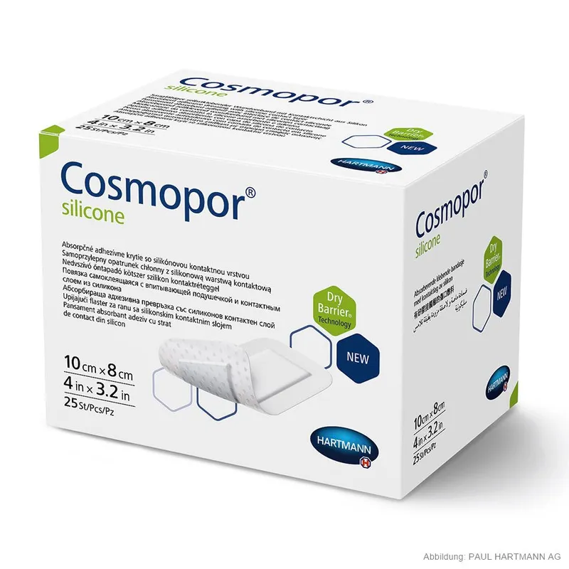 Cosmopor silicone Wundverband steril, 10 x 8 cm (25 Stck.)