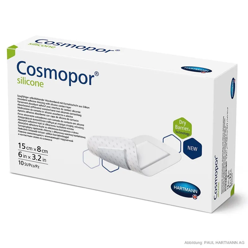 Cosmopor silicone Wundverband steril, 15 x 8 cm (10 Stck.)