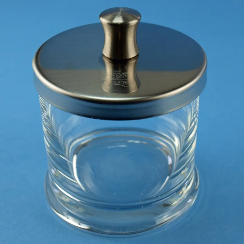 Glaszylinder mit Edelstahldeckel, ca. 12 x 12 cm Ø