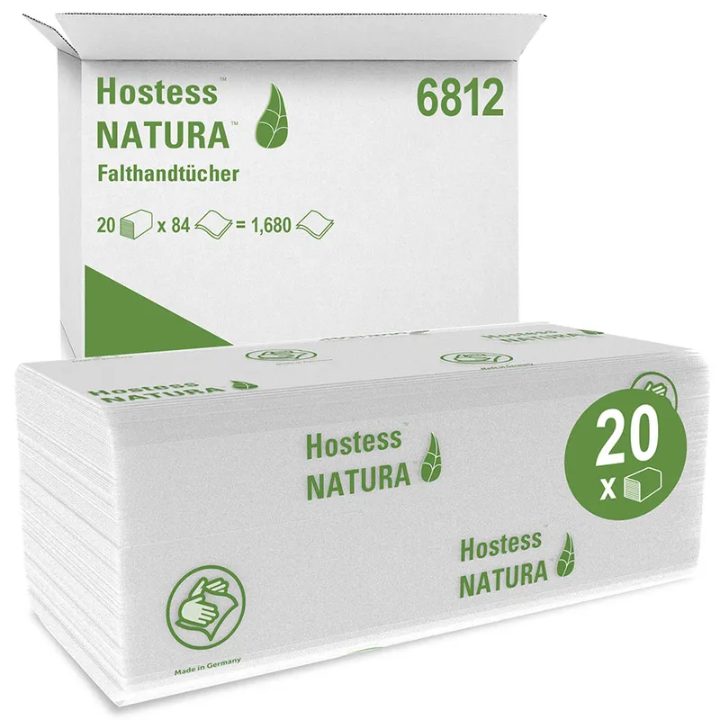 Hostess Natura Handtücher, 2-lagig, weiß, 50 x 25 cm (20 x 84 Bl.)