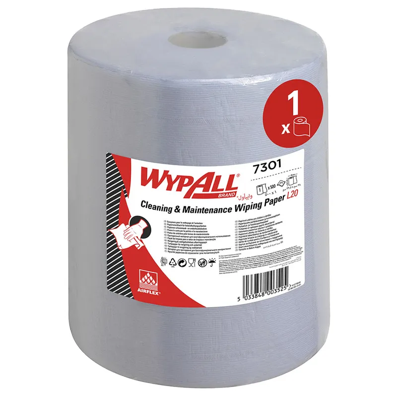 WYPALL L20 Wischtücher Großrolle, 2-lagig blau 38 x 33cm (1 Rl. à 500 Bl.)