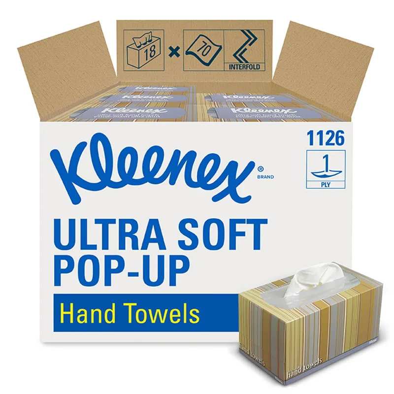 KLEENEX Ultra Soft Pop-Up Handtücher, 1-lagig, weiß, 26 x 22,5cm (18 x 70 Bl.)