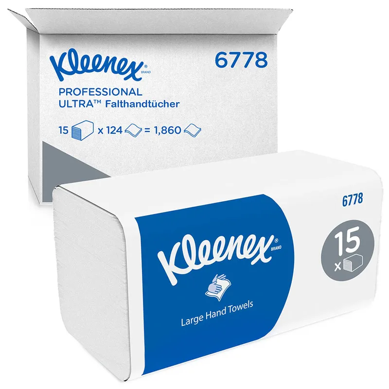 KLEENEX Ultra Handtücher medium 2-lagig, weiß, 31,8 x 21,5 cm (15 x 124 Bl.)