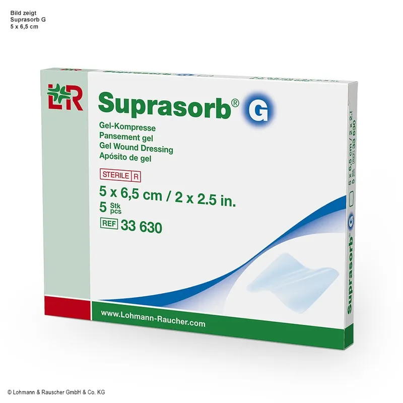 Suprasorb G Gel-Kompressen, steril, 5 x 6,5 cm (5 Stck.)